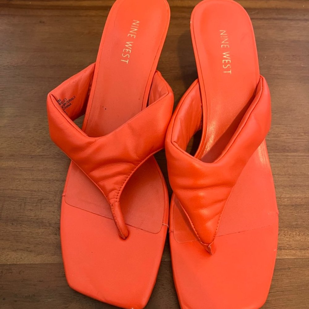 Orange Nine West Kitten Heels Size 11